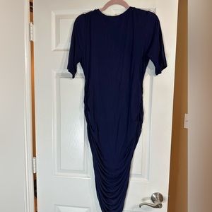 Motherhood maternity bodycon navy blue stretchy casual midi dress